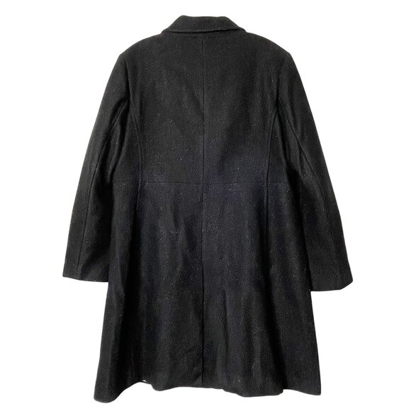 Kate Spade Black Wool Blend Coat Jewel Button Coat Large Designer *No Fur Collar - Picture 3 of 9